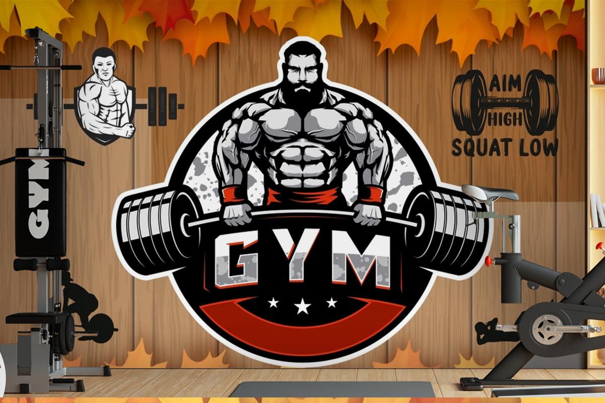 Sonbahar Temalı Gym Halter Spor Salonu Duvar Kağıdı