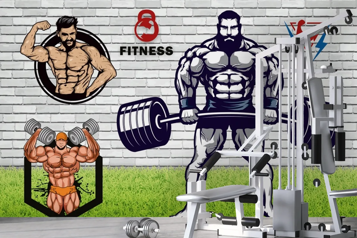 Yeşil Çim Halter Gym Fitness Duvar Kağıdı