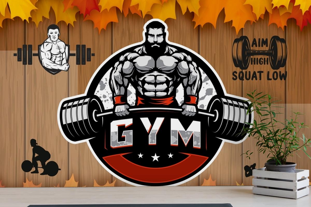 Sonbahar Temalı Gym Halter Spor Salonu Duvar Kağıdı