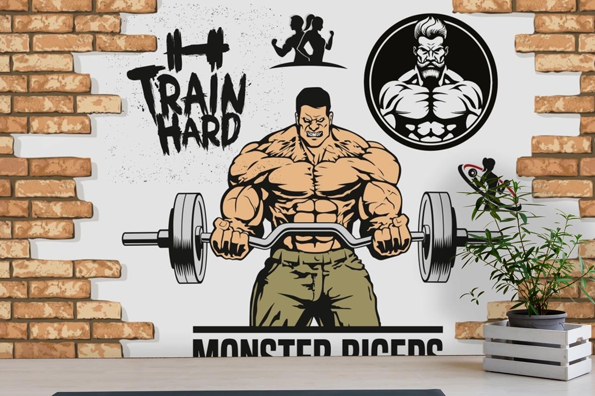 Tuğla Duvar Halter Gym Duvar Kağıdı