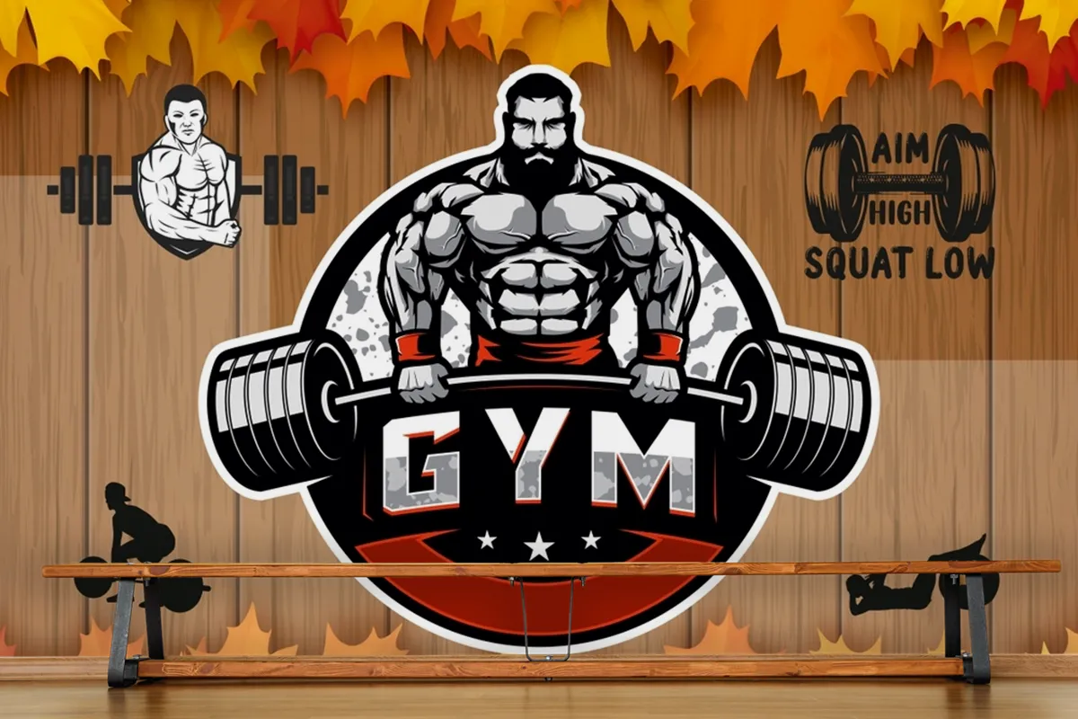 Sonbahar Temalı Gym Halter Spor Salonu Duvar Kağıdı